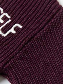 Manfinity Roughcore Men's Slogan Printed Drop Shoulder Long Sleeve Distressed Sweater - Burgundy - View 8