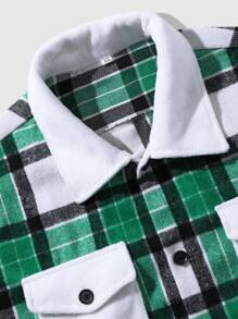Manfinity Homme Men's Plus Size Grid Pattern Shacket With Flap Pockets - Multicolor - View 5
