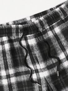 Chillumni Loose Fit Men's Plaid Long Trousers - Black - View 8