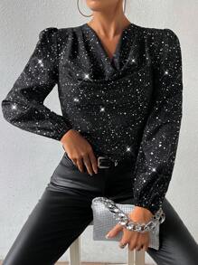 SHEIN Privé 風帽領長袖襯衫 - 黑色 - 查看 1