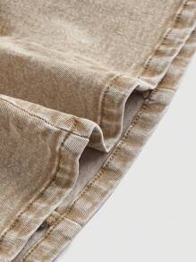 SHEIN MOD Women's Waist Tie Denim Skirt - Khaki - View 4