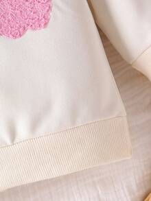 Baby Girls' Embroidered Long Sleeve Sweatshirt, Spring And Autumn - Beige - View 4