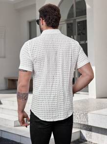 SHEIN Manfinity Homme 男士短袖休閒襯衫 - 白色 - 查看 2