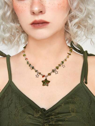 Hippie Star Charm Beaded Necklace