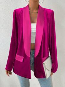 SHEIN Clasi 女士青果領西裝外套 - 玫紅色 - 查看 1