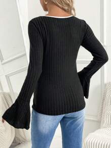 SHEIN Maternity Color Block Round Neck Flare Sleeve T-shirt