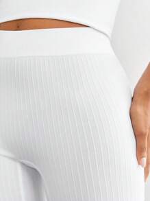 Ocili 休闲超弹无缝亲肤高腰舒适纯色宽罗纹防暴露短裤-白色