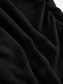 SHEIN Unity Flower Decor Off-The-Shoulder Knit Pullover Fall Winter Sweater - Black - View 9