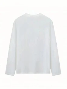New Loose-Fit Casual Slimming Round Neck Long Sleeve T-Shirt White Spring - White - View 3