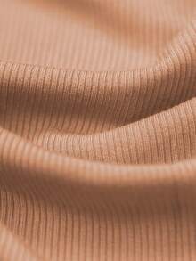 Maternity Solid Color Long Sleeve Hip Cover Dress - Apricot - View 4