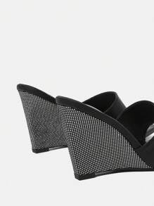 SheIn SXY 女士黑色時尚尖頭低跟派對鞋，度假鞋，夏季促銷 - 黑色 - 查看 5