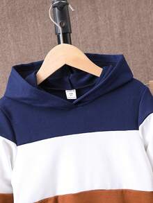 SHEIN 2件套裝 男童春秋時尚拼色連帽長袖連帽衫運動褲套裝 - 彩色 - 查看 4