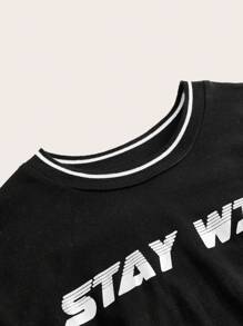 SHEIN ICON In thư Khối màu Áo thun - Màu Xám nhạt - Xem 4