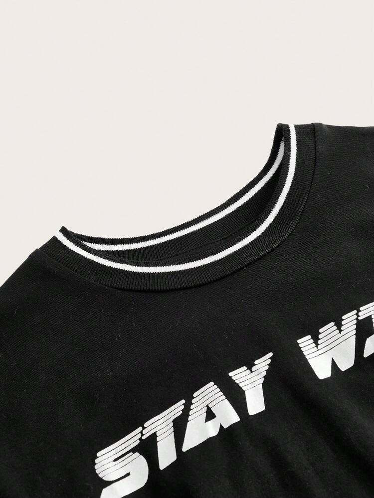 Letter Print Colorblock T-shirt