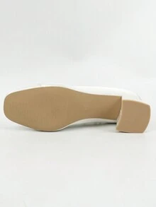 Của phụ nữ Đúng mốt Kết cườm Mary Jane Dày Gót chân Mùa thu Giày dép - trắng - Xem 4