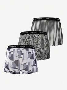 3pcs Men'S Boxers With Letter Weaved Waistband - Multicolor - View 2