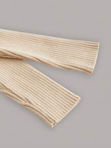 SHEIN EZwear Jersey De Chenilla Acanalada Con Cuello De Solapa Para Mujer - Albaricoque - Ver 3