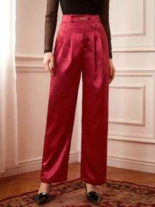 SHEIN DECDS Retro Xa ten Trang trí kim loại Quần chân thẳng - màu nâu - Xem 1