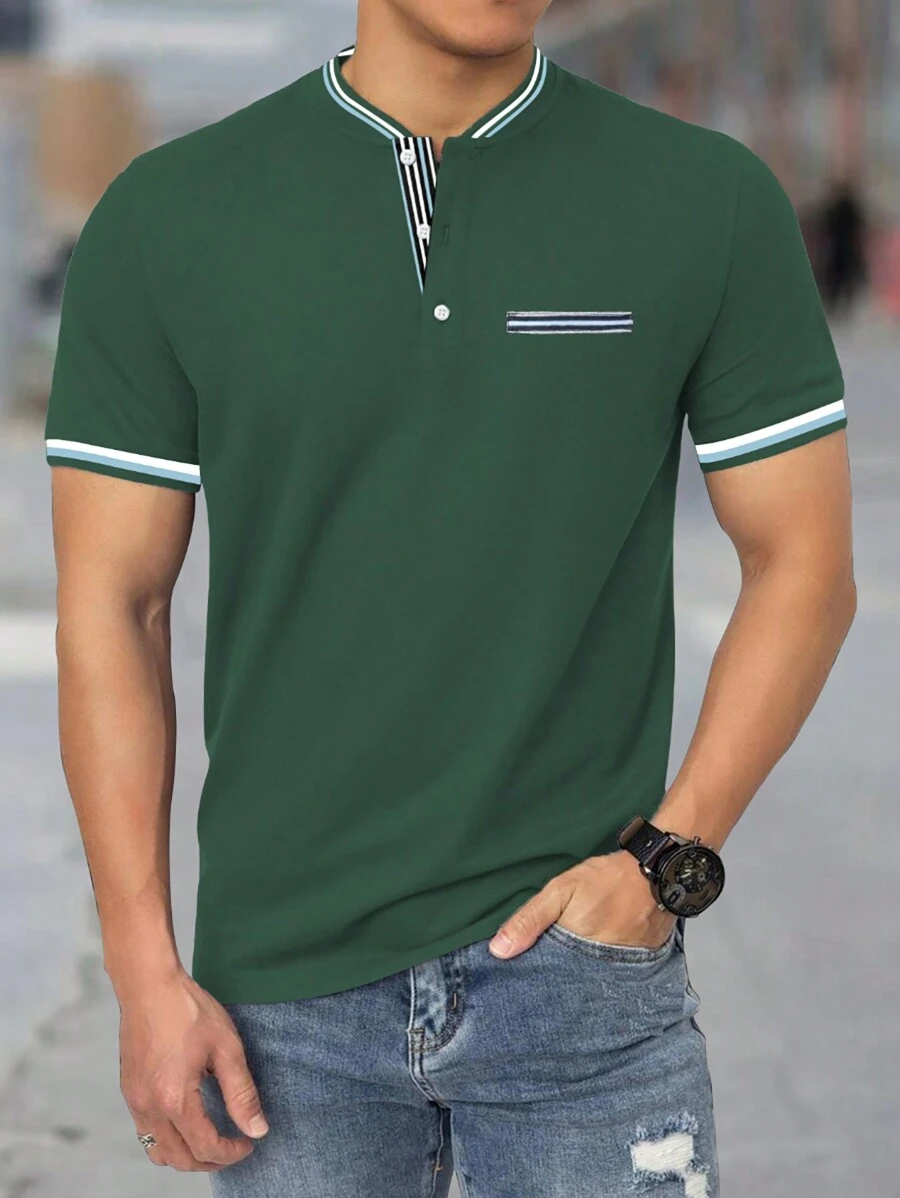 SHEIN Manfinity Homme Men's Color Block Edge Polo Shirt