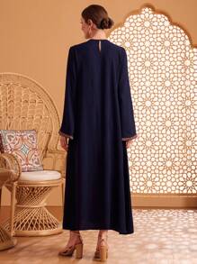 Al Najma 女士幾何圖案波浪袖連衣裙 - 藏蓝色 - 查看 2
