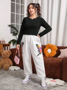 SHEIN EZwear 大尺碼女款合身條紋 T 卹 - 彩色 - 查看 12