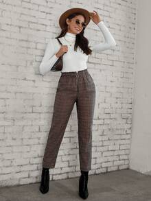 SHEIN LUNE Ladies' Plaid Trousers - Multicolor - View 5