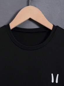 SHEIN Teenage Boys' 2pcs Face Print Round Neck T-shirts