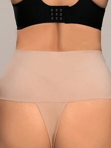 加大尺碼女士側扣塑身內衣 - 杏色 - 查看 3