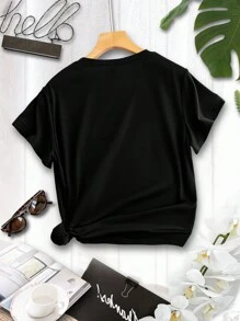 INAWLY 女士字母印花短袖t恤