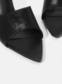 SheIn SXY 女士黑色時尚尖頭低跟派對鞋，度假鞋，夏季促銷 - 黑色 - 查看 4