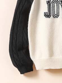 SHEIN Pull À Capuche Pour Fille Avec Lettres Imprimées, Blocs De Couleurs Et Manches Raglan