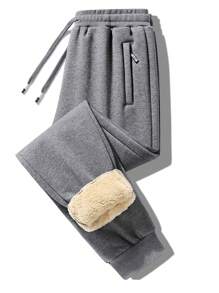 Pantalones Térmicos Con Cordón Para Hombres - Gris Oscuro - Ver 1