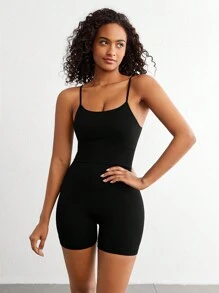 Ocili Leisure Extremely Stretchy Seamless & Skin-Friendly Non-Removable Padding Comfortable Solid Wide Rib Women Tops Black - Black - View 4