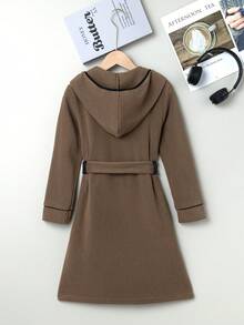 Đơn giản Và Sành điệu Con trai Thắt lưng Tương phản Màu sắc Cắt tỉa Áo ngủ dài - Cà phê nâu - Xem 2
