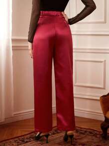 SHEIN DECDS Retro Xa ten Trang trí kim loại Quần chân thẳng - màu nâu - Xem 2