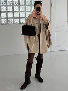 DAZY Women's Lapel Collar Batwing Sleeve Coat Women Jacket,Fall Women Clothes