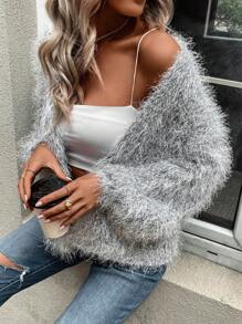 SHEIN LUNE 女士街頭風格多用途毛茸茸開衫衫 - 彩色 - 查看 1