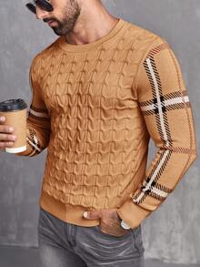 GENTILAND Men's Long Sleeve Round Neck Pullover Sweater - Brown - View 7
