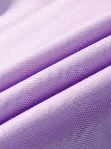 Women's Plus Size Floral & Letter Print  Pocket Drawstring Hooded Fleece Sweatshirt - Purple - View 3