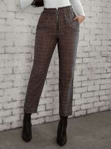 SHEIN LUNE Ladies' Plaid Trousers - Multicolor - View 4