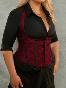 Apperloth A 大码女式系带提花纽扣前运动胸罩吊带上衣配腰部塑身衣 - 彩色 - 查看 6