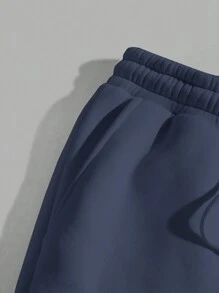 RueChic Men's Floral Print Drawstring Joggers With Elasticized Cuffs - Navy Blue - View 4