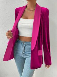 SHEIN Clasi 女士青果領西裝外套 - 玫紅色 - 查看 4