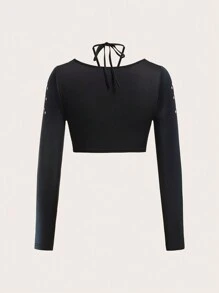 SHEIN ICON Của phụ nữ In hoa kỹ thuật số Dây chéo Cái cổ Quần skinny Áo thun - Nhiều màu - Xem 7