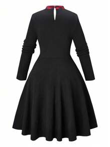 SHEIN Clasi 女士大尺碼蝴蝶結細節長袖連衣裙 - 彩色 - 查看 2