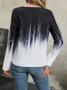 EMERY ROSE Biến đổi dần Cổ áo có khía Áo sơ mi - Đen và trắng - Xem 2