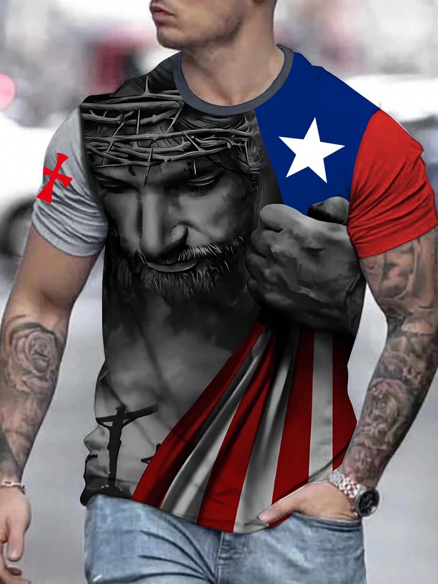 Manfinity LEGND Men Flag Print Tee - Multicolor - View 1