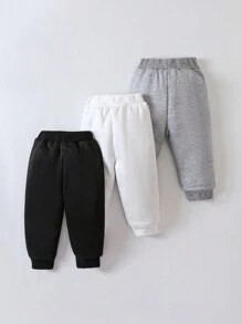 SHEIN Playful Pals 男嬰3入組卡通圖案前打結衛褲 - 彩色 - 查看 2