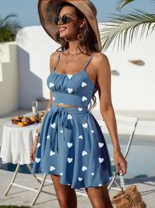 Breezaya Áo & Váy Cami in hình trái tim nữ 2 cái/bộ - Nhiều màu - Xem 6