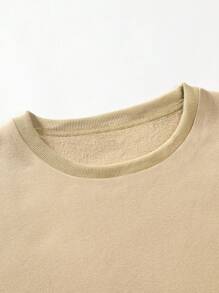 EURMUSE Men Letter Patched Drop Shoulder Sweatshirt - Apricot - View 5